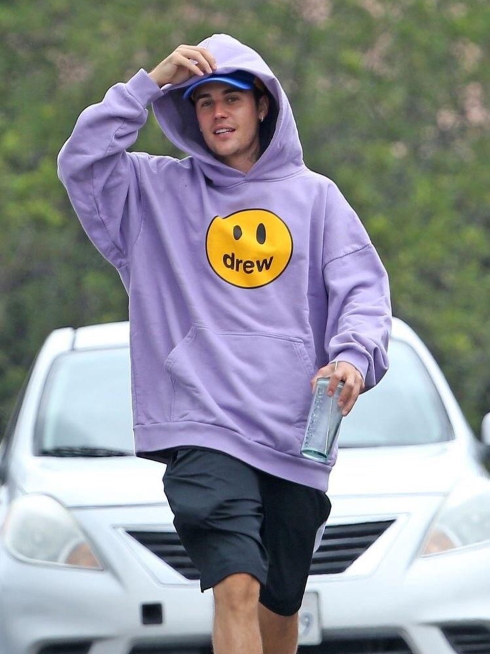 DREW Lavender Hoodie with Yellow Smiley Logo Size XL